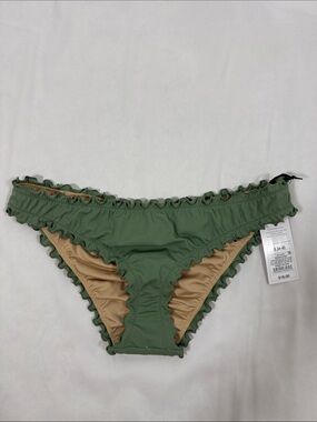 Shade & Shore Green Bikini Bottom with Ruffle Trim